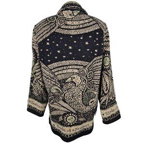Unge-Potch-Ket Medium Tapestry Jacket By Its Outta The Bag, Birds Black Artsy